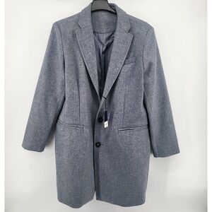 Stafford Men's Small Light Gray Wool Blend Long Pea Coat overcoat Regular Fit